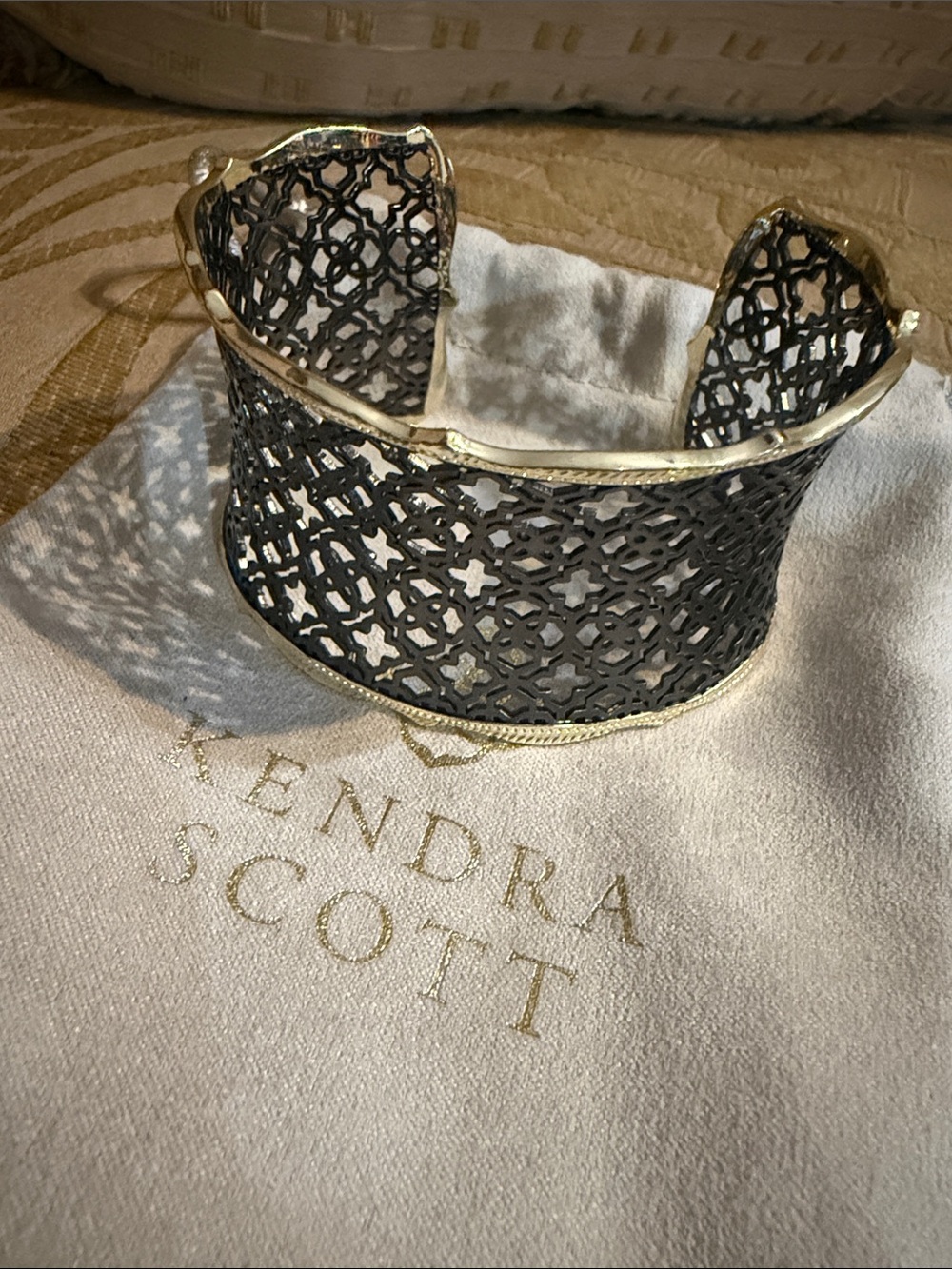 Kendra Scott Candice Cuff Bracelet Bangle Gunmetal & Gold Trim preloved